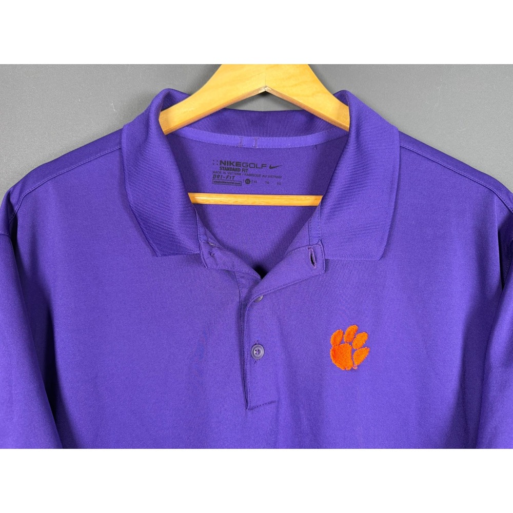Nike Golf Clemson Tigers Mens XL Purple Dri-FIT Short Sleeve Polo Shirt